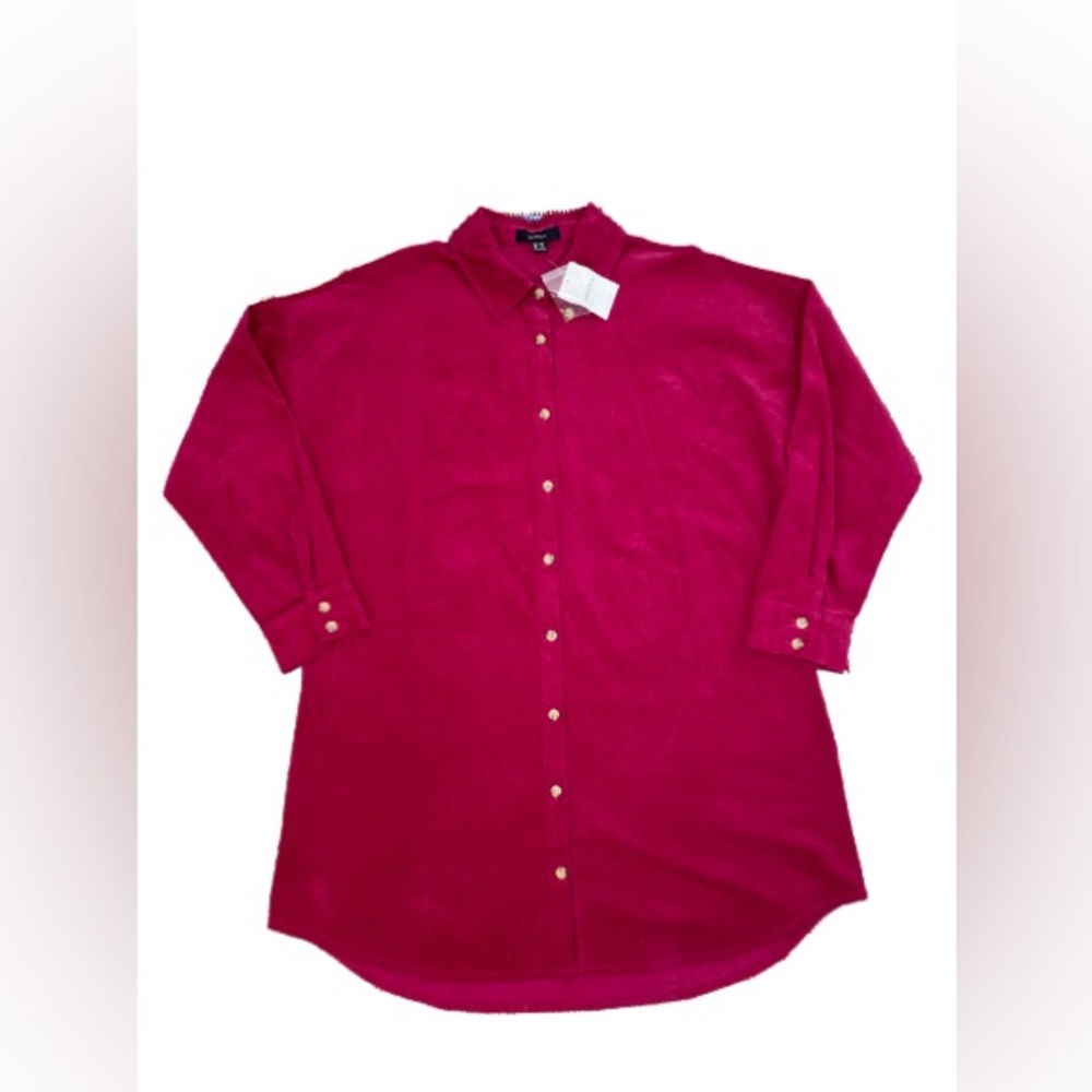 Plus Size Corduroy Shirt Dress 2X Red Burgundy Wine.